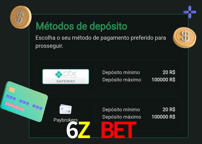 O cassino 6Z Bet oferece uma grande variedade de métodos de pagamento